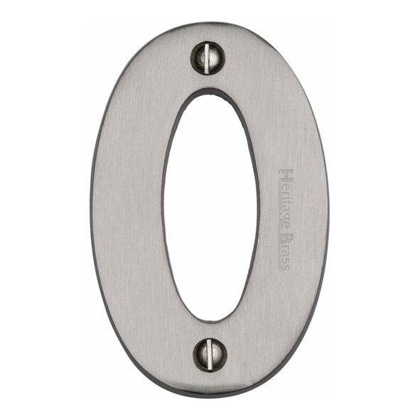 C1566 0-SN • 76mm • Satin Nickel • Heritage Brass Face Fixing Numeral 0